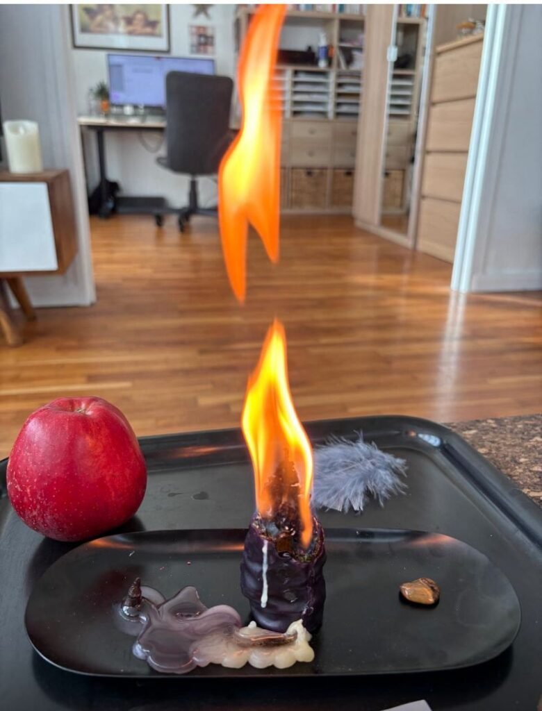 Flamme devant la fenêtre